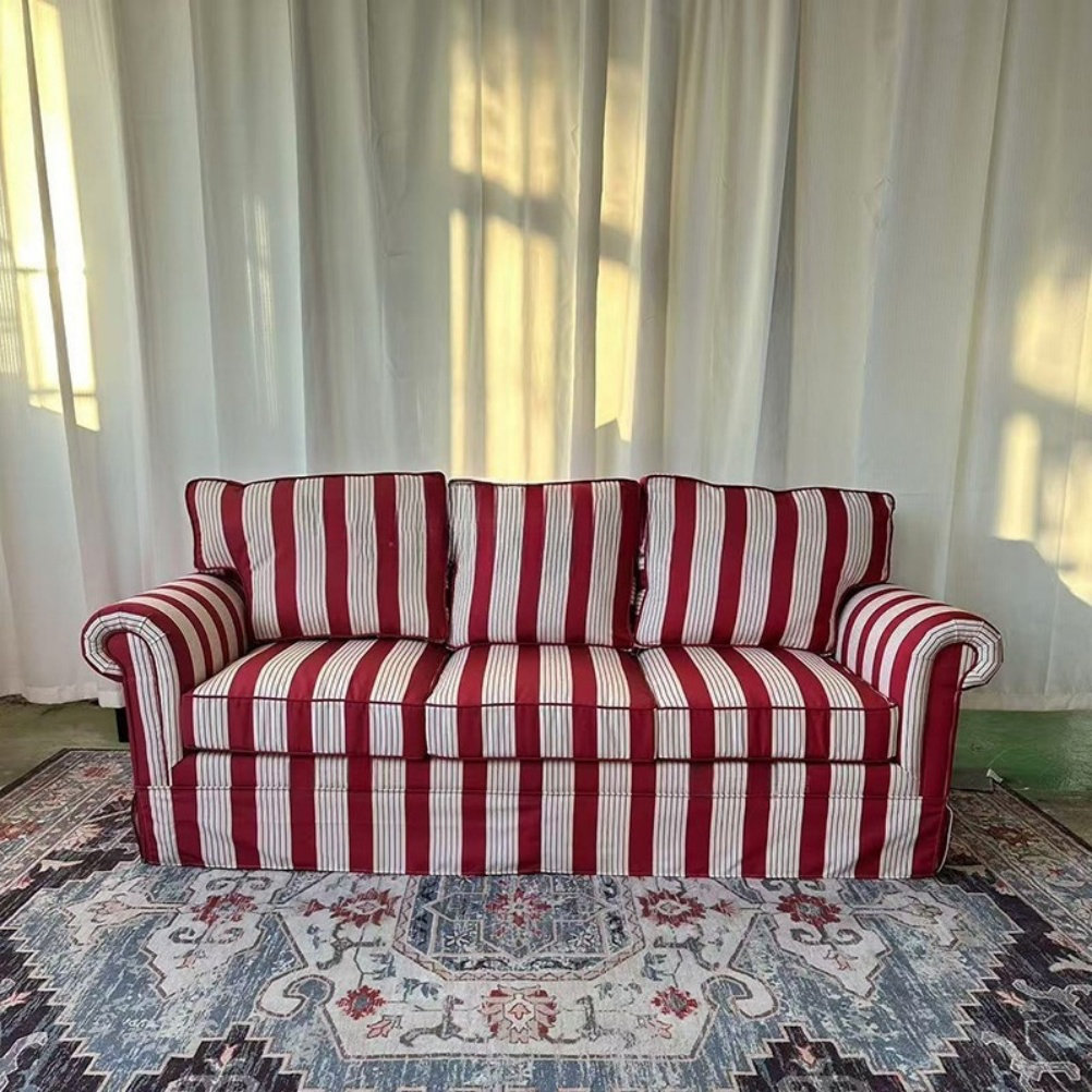 椅子 vintage sofa stripe Retro+Fabric+Striped+Sofa.jpg
